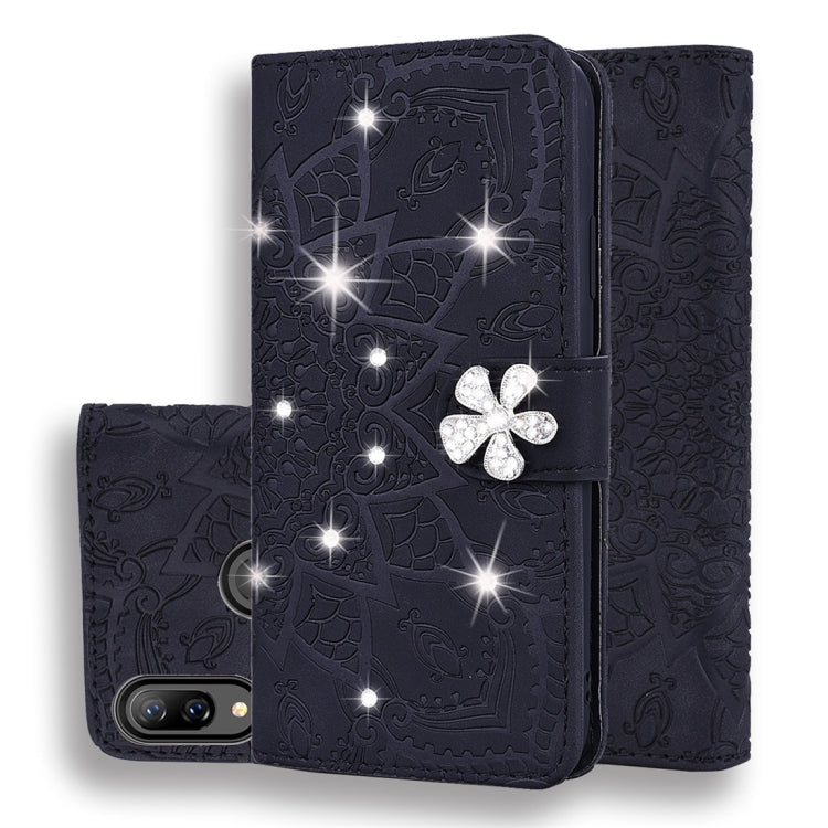 Calf Pattern Diamond Mandala Double Folding Design Embossed Leather Case with Wallet & Holder & Card Slots, For Huawei Mate 20 Pro, For Huawei Mate 20 Lite /, For Huawei nova 5, For Huawei P Smart 2019, For Huawei P Smart+ 2019 /