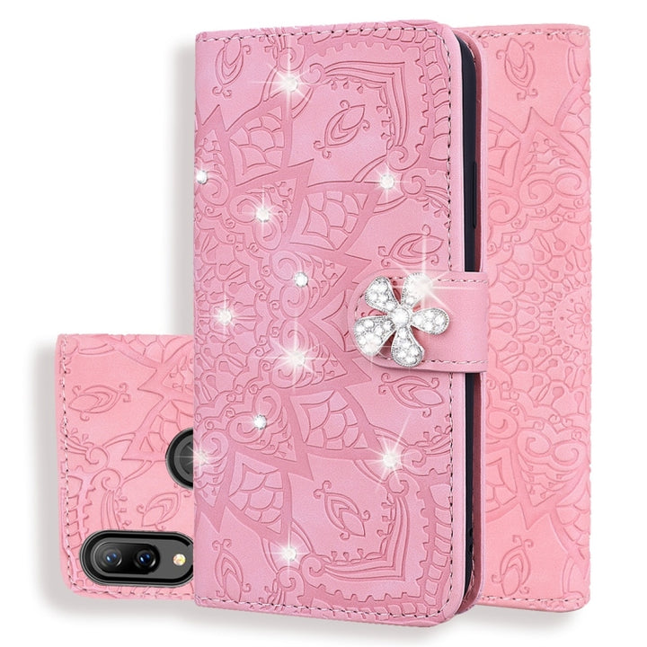 Calf Pattern Diamond Mandala Double Folding Design Embossed Leather Case with Wallet & Holder & Card Slots, For Huawei Mate 20 Pro, For Huawei Mate 20 Lite /, For Huawei nova 5, For Huawei P Smart 2019, For Huawei P Smart+ 2019 /