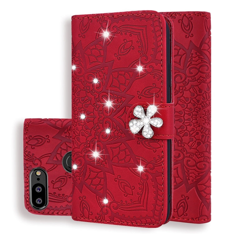 Calf Pattern Diamond Mandala Double Folding Design Embossed Leather Case with Wallet & Holder & Card Slots, For Huawei Mate 20 Pro, For Huawei Mate 20 Lite /, For Huawei nova 5, For Huawei P Smart 2019, For Huawei P Smart+ 2019 /