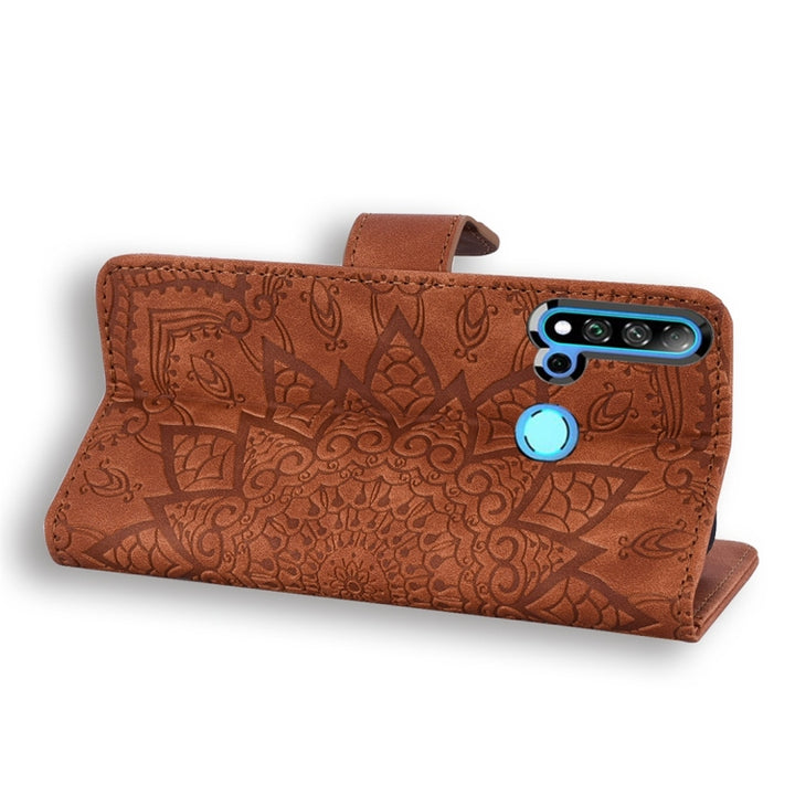 Calf Pattern Diamond Mandala Double Folding Design Embossed Leather Case with Wallet & Holder & Card Slots, For Huawei P20 Lite (2019) /, For Huawei P20 Pro, For Huawei P20 Lite / nova 3e, For Huawei P30, For Huawei P30 Pro, For Huawei Y6 (2019)