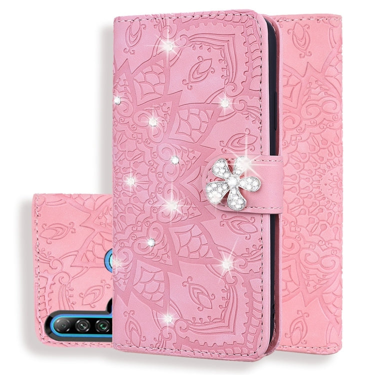 Calf Pattern Diamond Mandala Double Folding Design Embossed Leather Case with Wallet & Holder & Card Slots, For Huawei P20 Lite (2019) /, For Huawei P20 Pro, For Huawei P20 Lite / nova 3e, For Huawei P30, For Huawei P30 Pro, For Huawei Y6 (2019)