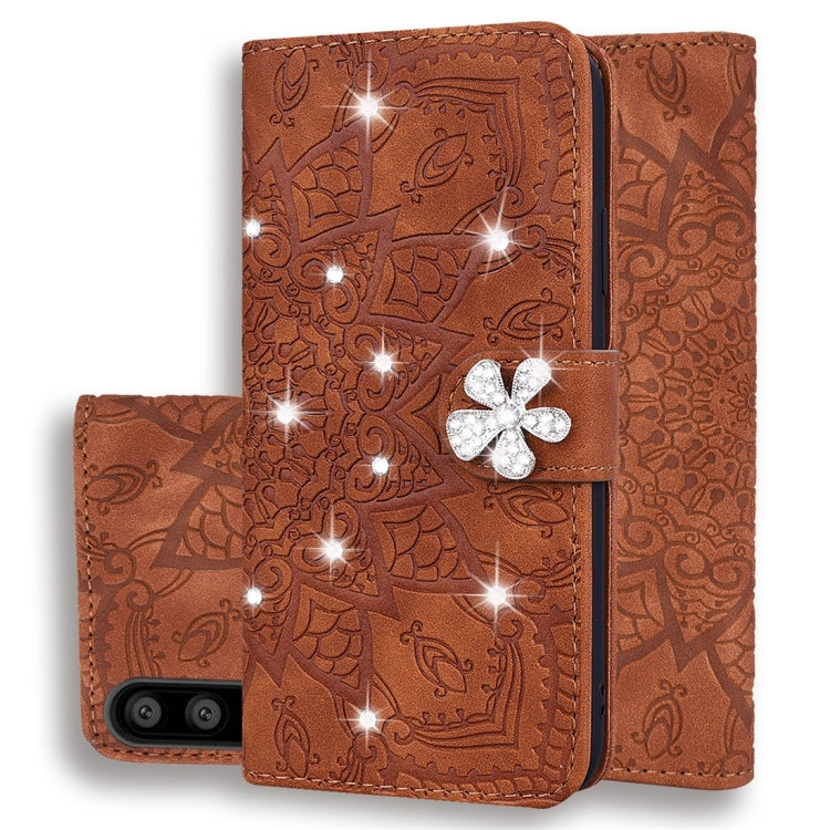 Calf Pattern Diamond Mandala Double Folding Design Embossed Leather Case with Wallet & Holder & Card Slots, For Huawei P20 Lite (2019) /, For Huawei P20 Pro, For Huawei P20 Lite / nova 3e, For Huawei P30, For Huawei P30 Pro, For Huawei Y6 (2019)