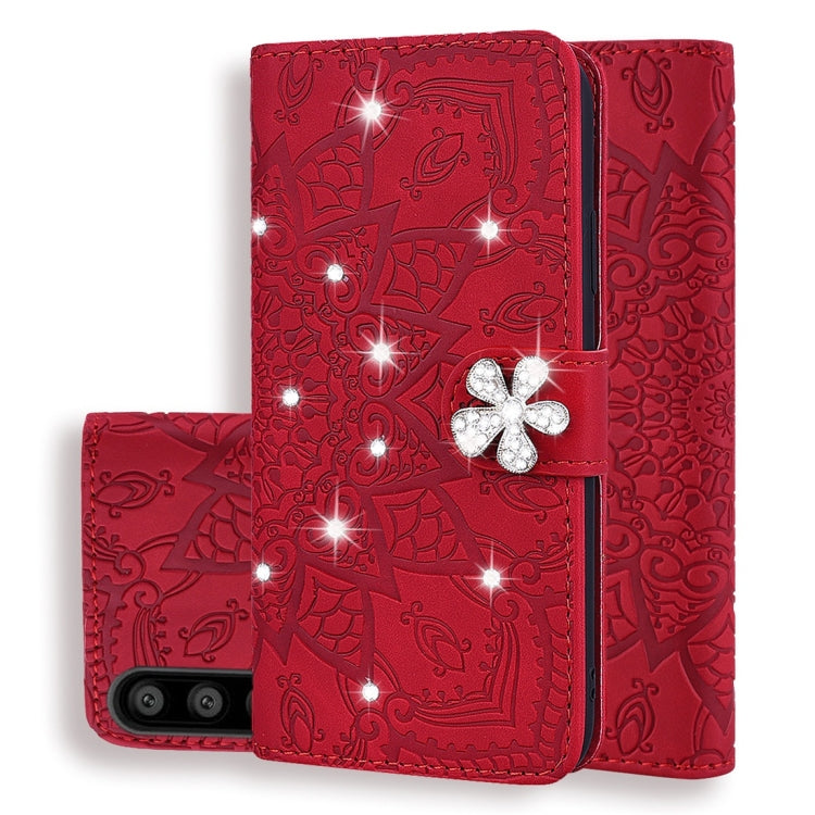 Calf Pattern Diamond Mandala Double Folding Design Embossed Leather Case with Wallet & Holder & Card Slots, For Huawei P20 Lite (2019) /, For Huawei P20 Pro, For Huawei P20 Lite / nova 3e, For Huawei P30, For Huawei P30 Pro, For Huawei Y6 (2019)