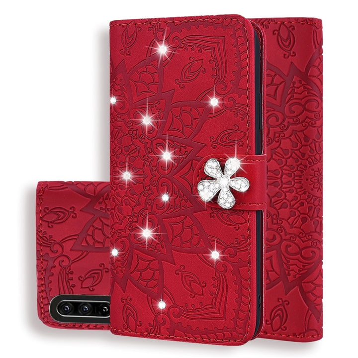 Calf Pattern Diamond Mandala Double Folding Design Embossed Leather Case with Wallet & Holder & Card Slots, For Huawei P20 Lite (2019) /, For Huawei P20 Pro, For Huawei P20 Lite / nova 3e, For Huawei P30, For Huawei P30 Pro, For Huawei Y6 (2019)