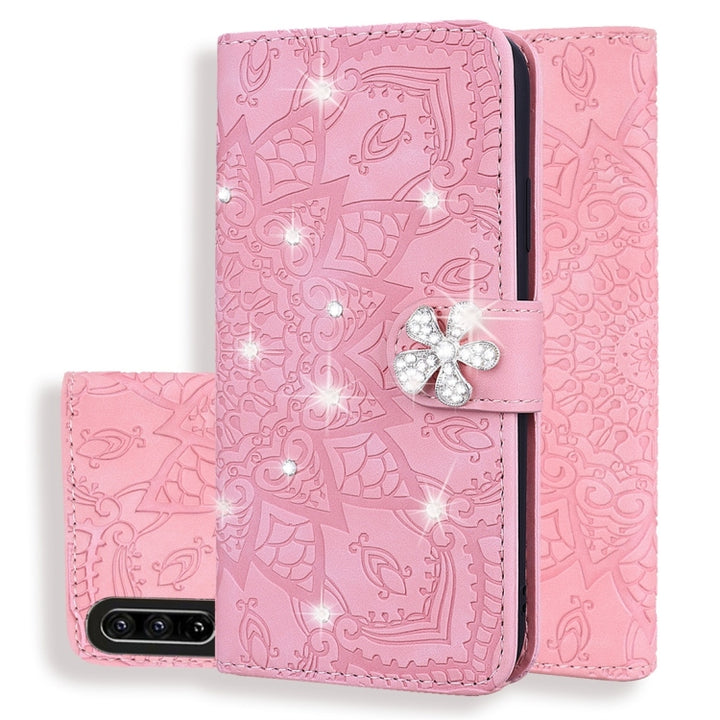 Calf Pattern Diamond Mandala Double Folding Design Embossed Leather Case with Wallet & Holder & Card Slots, For Huawei P20 Lite (2019) /, For Huawei P20 Pro, For Huawei P20 Lite / nova 3e, For Huawei P30, For Huawei P30 Pro, For Huawei Y6 (2019)