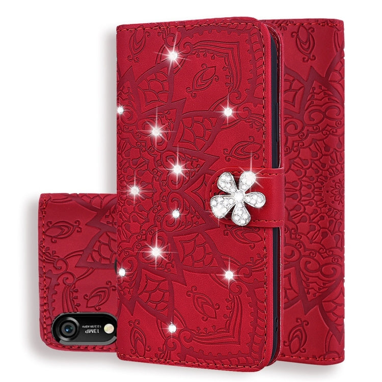 Calf Pattern Diamond Mandala Double Folding Design Embossed Leather Case with Wallet & Holder & Card Slots, For Huawei P20 Lite (2019) /, For Huawei P20 Pro, For Huawei P20 Lite / nova 3e, For Huawei P30, For Huawei P30 Pro, For Huawei Y6 (2019)