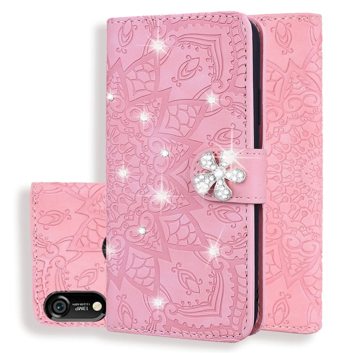 Calf Pattern Diamond Mandala Double Folding Design Embossed Leather Case with Wallet & Holder & Card Slots, For Huawei P20 Lite (2019) /, For Huawei P20 Pro, For Huawei P20 Lite / nova 3e, For Huawei P30, For Huawei P30 Pro, For Huawei Y6 (2019)