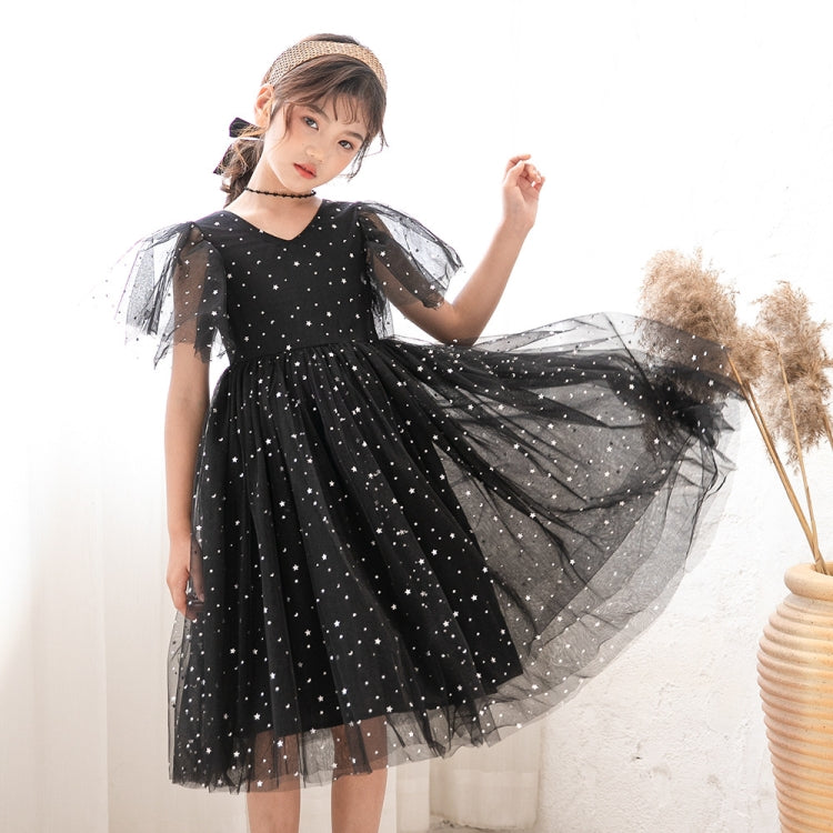 A22101 Girls Summer Star Mesh Princess Dress, 170cm