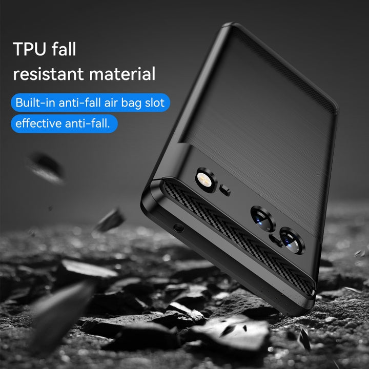 Brushed Texture Carbon Fiber TPU Case, For Google Pixel 6, For Google Pixel 6 Pro