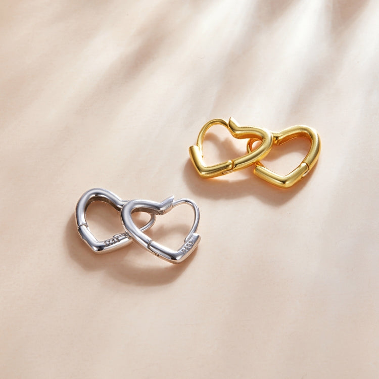 S925 Sterling Silver Heart-shaped Hollow Ear Stud Women Earrings, Heart-shaped Hollow(Silver), Heart-shaped Hollow(Gold)