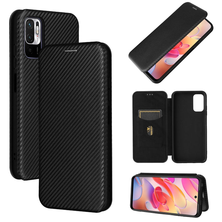 Carbon Fiber Texture Magnetic Horizontal Flip TPU + PC + PU Leather Case with Card Slot, For Sony Xperia Ace II, For Xiaomi Redmi Note 10 5G, For Xiaomi Poco M3 Pro 5G/4G