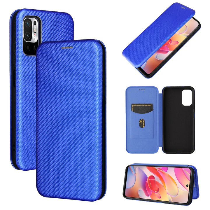 Carbon Fiber Texture Magnetic Horizontal Flip TPU + PC + PU Leather Case with Card Slot, For Sony Xperia Ace II, For Xiaomi Redmi Note 10 5G, For Xiaomi Poco M3 Pro 5G/4G