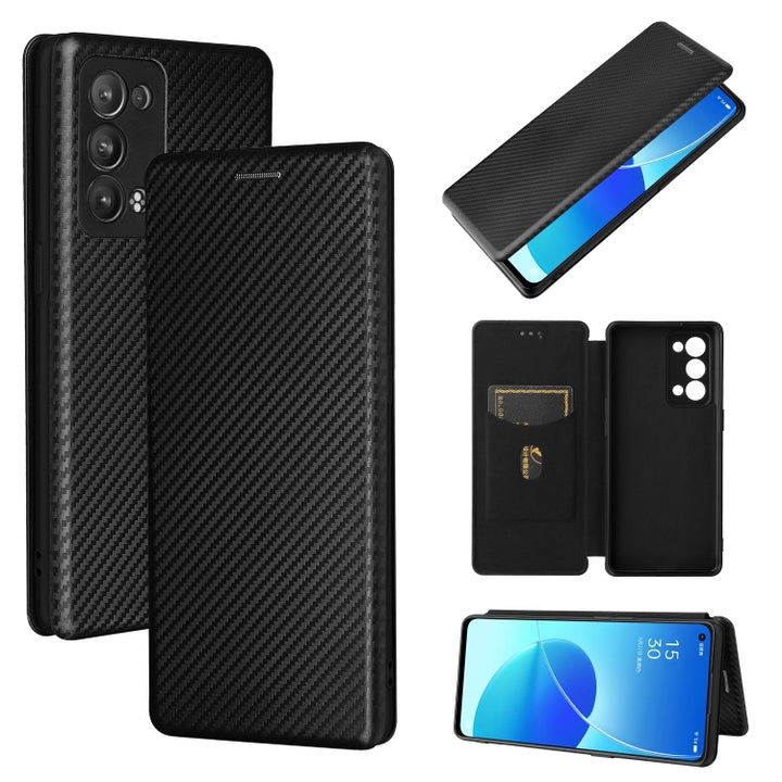 Carbon Fiber Texture Magnetic Horizontal Flip TPU + PC + PU Leather Case with Card Slot, For OPPO Reno6 Pro+ 5G, For OPPO Reno6, For TCL 20 SE, For Google Pixel 6 Pro, For Doogee X96 Pro