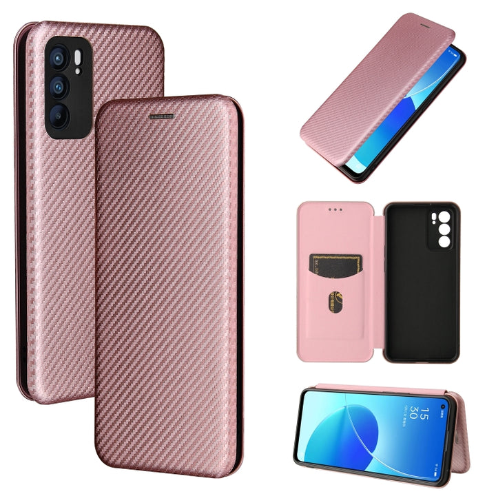 Carbon Fiber Texture Magnetic Horizontal Flip TPU + PC + PU Leather Case with Card Slot, For OPPO Reno6 Pro+ 5G, For OPPO Reno6, For TCL 20 SE, For Google Pixel 6 Pro, For Doogee X96 Pro