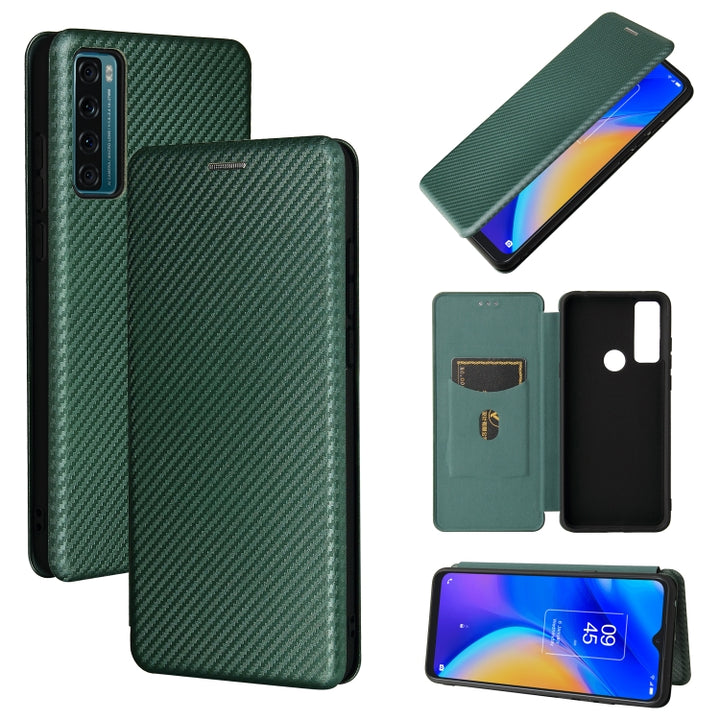 Carbon Fiber Texture Magnetic Horizontal Flip TPU + PC + PU Leather Case with Card Slot, For OPPO Reno6 Pro+ 5G, For OPPO Reno6, For TCL 20 SE, For Google Pixel 6 Pro, For Doogee X96 Pro