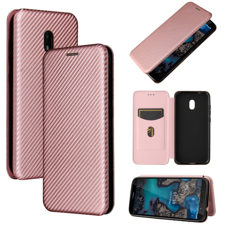 Carbon Fiber Texture Magnetic Horizontal Flip TPU + PC + PU Leather Case with Card Slot, For Nokia C1 Plus, For Samsung Galaxy A03s, For UMIDIGI A11