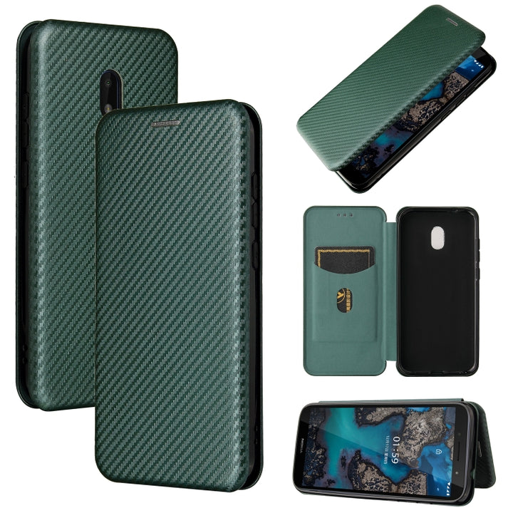 Carbon Fiber Texture Magnetic Horizontal Flip TPU + PC + PU Leather Case with Card Slot, For Nokia C1 Plus, For Samsung Galaxy A03s, For UMIDIGI A11