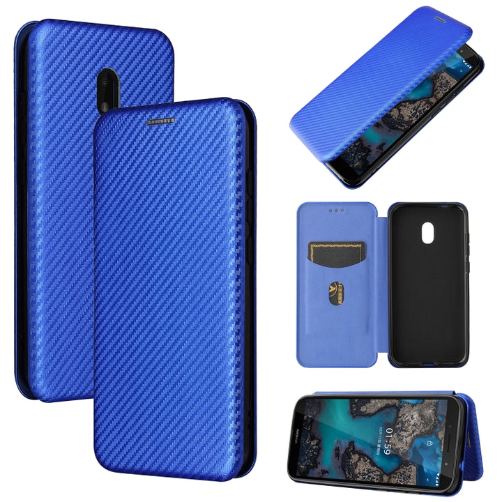 Carbon Fiber Texture Magnetic Horizontal Flip TPU + PC + PU Leather Case with Card Slot, For Nokia C1 Plus, For Samsung Galaxy A03s, For UMIDIGI A11