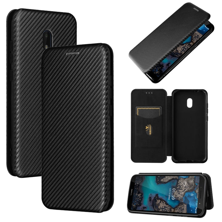 Carbon Fiber Texture Magnetic Horizontal Flip TPU + PC + PU Leather Case with Card Slot, For Nokia C1 Plus, For Samsung Galaxy A03s, For UMIDIGI A11