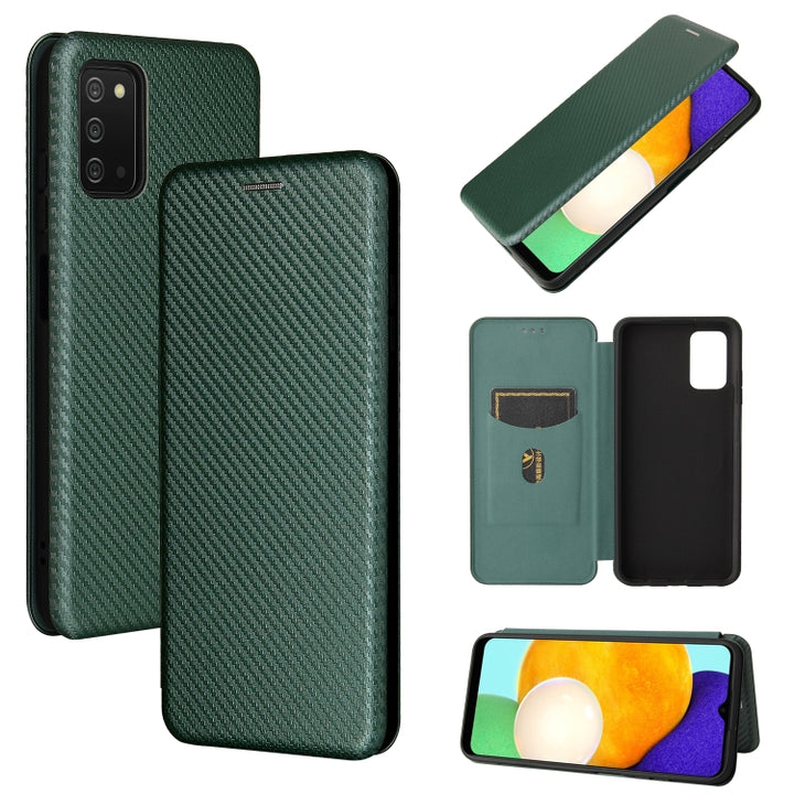 Carbon Fiber Texture Magnetic Horizontal Flip TPU + PC + PU Leather Case with Card Slot, For Nokia C1 Plus, For Samsung Galaxy A03s, For UMIDIGI A11