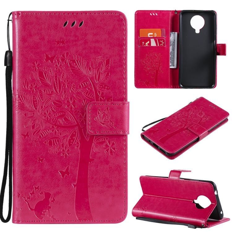 Tree & Cat Pattern Pressed Printing Horizontal Flip PU Leather Case with Holder & Card Slots & Wallet & Lanyard, For Nokia 6.3, For Nokia G20