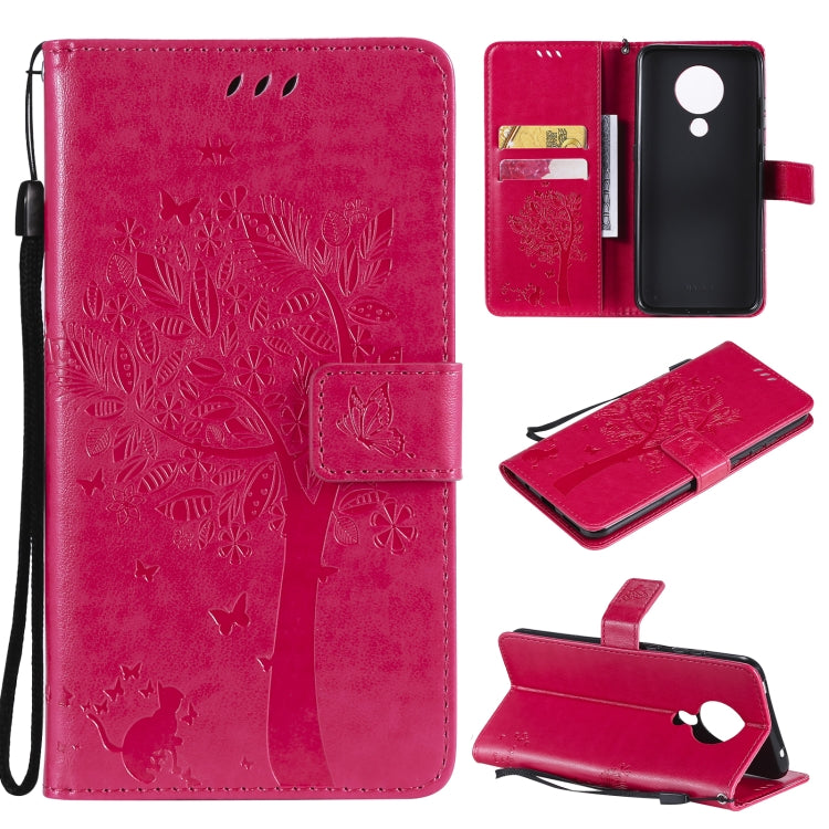 Tree & Cat Pattern Pressed Printing Horizontal Flip PU Leather Case with Holder & Card Slots & Wallet & Lanyard, For Nokia X10, For Nokia 5.3