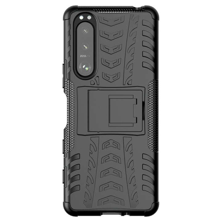 Tire Texture Shockproof TPU+PC Protective Case with Holder, For Motorola Moto G60, For Sony Xperia 5 III, For Sony Xperia 10 III, For Xiaomi Redmi K40 Gaming