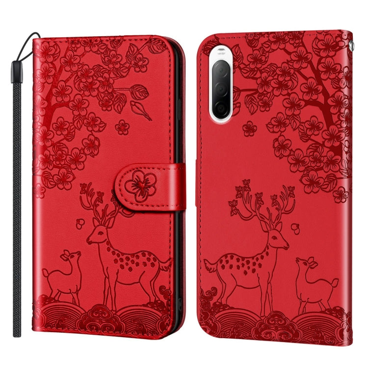 Sika Deer Embossing Pattern Horizontal Flip PU Leather Case with Holder & Card Slot & Wallet & Photo Frame, For Sony Xperia 10 II, For Sony Xperia 10 III