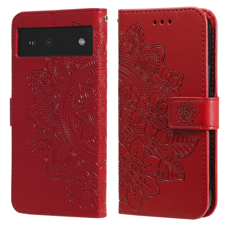 7-petal Flowers Embossing Pattern Horizontal Flip PU Leather Case with Holder & Card Slots & Wallet & Photo Frame, For Google Pixel 6, For Google Pixel 6 Pro