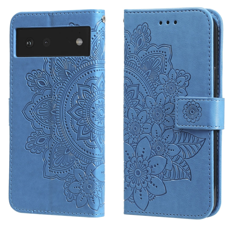 7-petal Flowers Embossing Pattern Horizontal Flip PU Leather Case with Holder & Card Slots & Wallet & Photo Frame, For Google Pixel 6, For Google Pixel 6 Pro