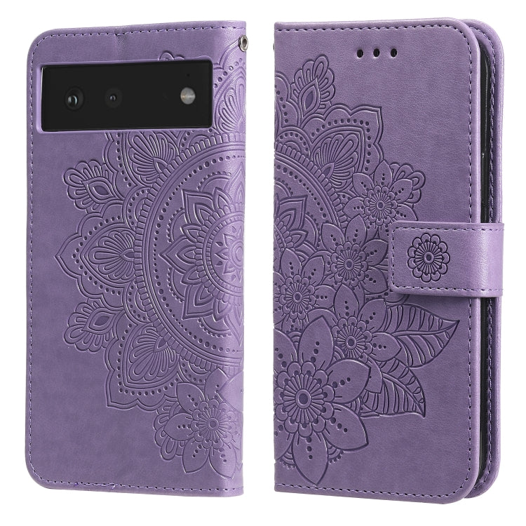 7-petal Flowers Embossing Pattern Horizontal Flip PU Leather Case with Holder & Card Slots & Wallet & Photo Frame, For Google Pixel 6, For Google Pixel 6 Pro