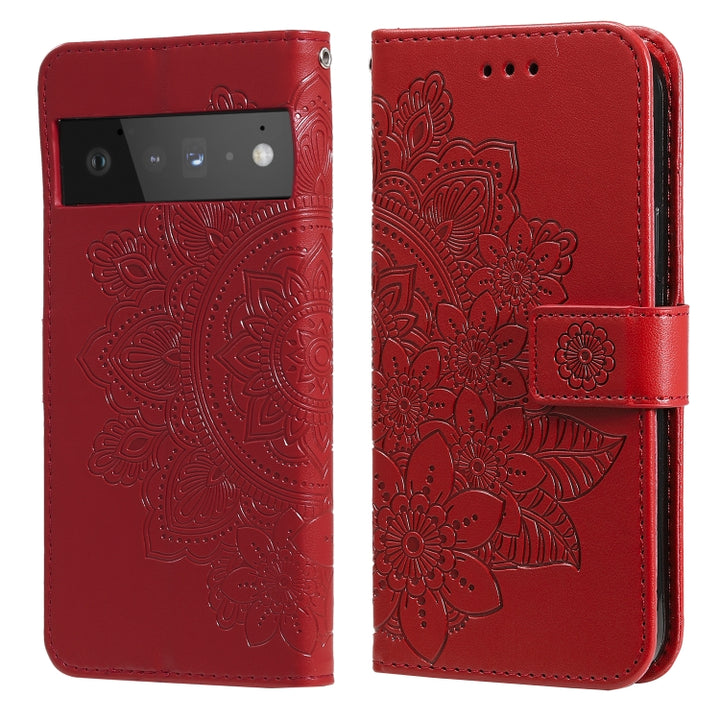 7-petal Flowers Embossing Pattern Horizontal Flip PU Leather Case with Holder & Card Slots & Wallet & Photo Frame, For Google Pixel 6, For Google Pixel 6 Pro