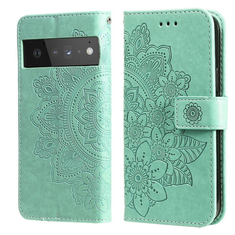 7-petal Flowers Embossing Pattern Horizontal Flip PU Leather Case with Holder & Card Slots & Wallet & Photo Frame, For Google Pixel 6, For Google Pixel 6 Pro