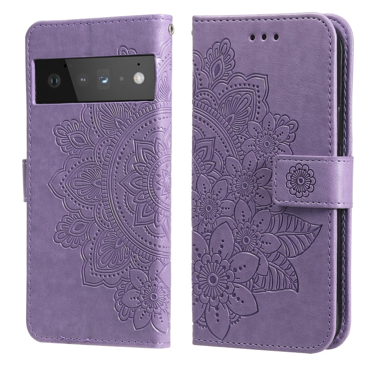 7-petal Flowers Embossing Pattern Horizontal Flip PU Leather Case with Holder & Card Slots & Wallet & Photo Frame, For Google Pixel 6, For Google Pixel 6 Pro