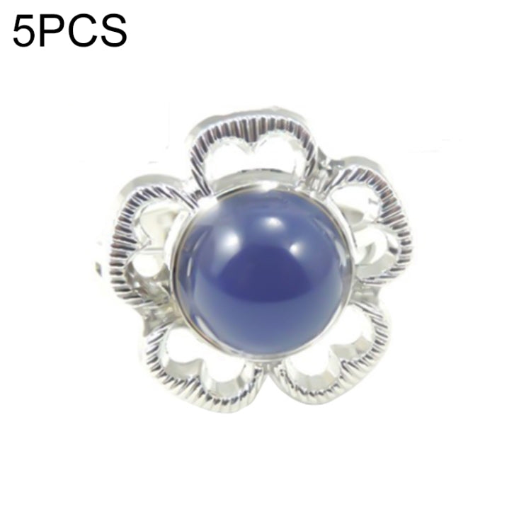 5 PCS Temperature Sensitive Discoloration Adjustable Open Ring, Heart Gem, Straw Hat Sun Shield, Big Starfish, Big Heart Gem, Dolphin Holding Ball, Guitar, Plum Blossom Gem, Clover, Four-leaf Clover, Four-leaf Flower Gems, Sun Gem, Little Dinosaur, Fawn