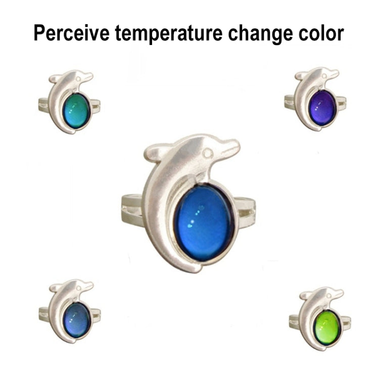 5 PCS Temperature Sensitive Discoloration Adjustable Open Ring, Heart Gem, Straw Hat Sun Shield, Big Starfish, Big Heart Gem, Dolphin Holding Ball, Guitar, Plum Blossom Gem, Clover, Four-leaf Clover, Four-leaf Flower Gems, Sun Gem, Little Dinosaur, Fawn