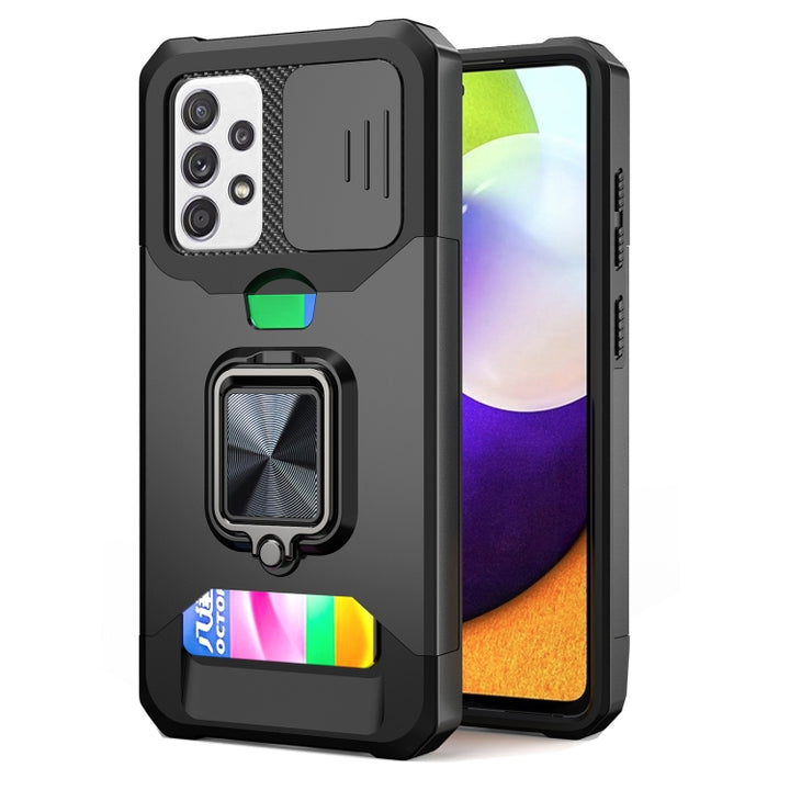 Sliding Camera Cover Design PC + TPU Shockproof Case with Ring Holder & Card Slot, For Google Pixel 6 Pro, For Samsung Galaxy A52, For Samsung Galaxy A72, For Samsung Galaxy S21