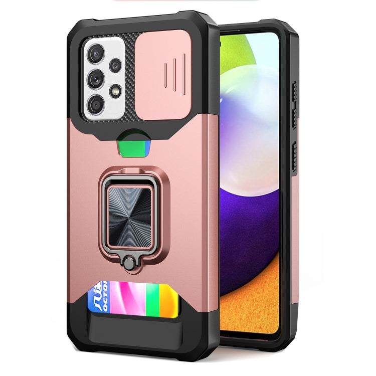 Sliding Camera Cover Design PC + TPU Shockproof Case with Ring Holder & Card Slot, For Google Pixel 6 Pro, For Samsung Galaxy A52, For Samsung Galaxy A72, For Samsung Galaxy S21