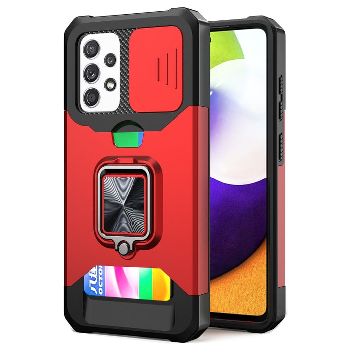 Sliding Camera Cover Design PC + TPU Shockproof Case with Ring Holder & Card Slot, For Google Pixel 6 Pro, For Samsung Galaxy A52, For Samsung Galaxy A72, For Samsung Galaxy S21