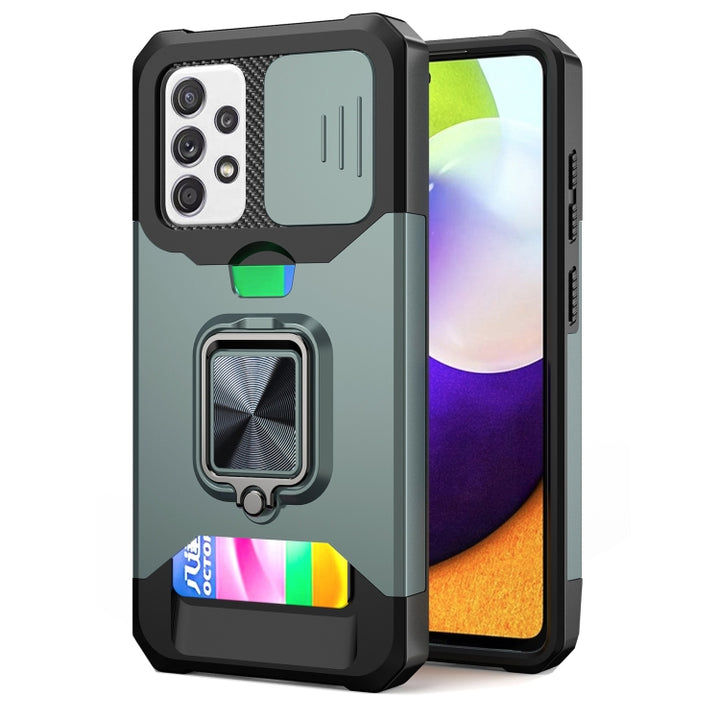 Sliding Camera Cover Design PC + TPU Shockproof Case with Ring Holder & Card Slot, For Google Pixel 6 Pro, For Samsung Galaxy A52, For Samsung Galaxy A72, For Samsung Galaxy S21