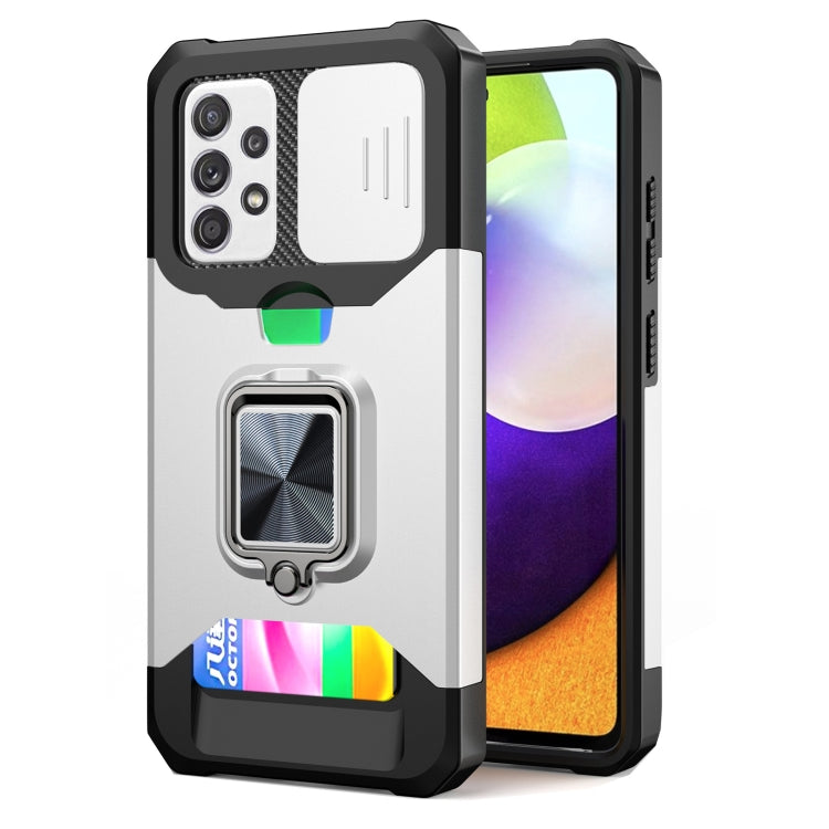 Sliding Camera Cover Design PC + TPU Shockproof Case with Ring Holder & Card Slot, For Google Pixel 6 Pro, For Samsung Galaxy A52, For Samsung Galaxy A72, For Samsung Galaxy S21