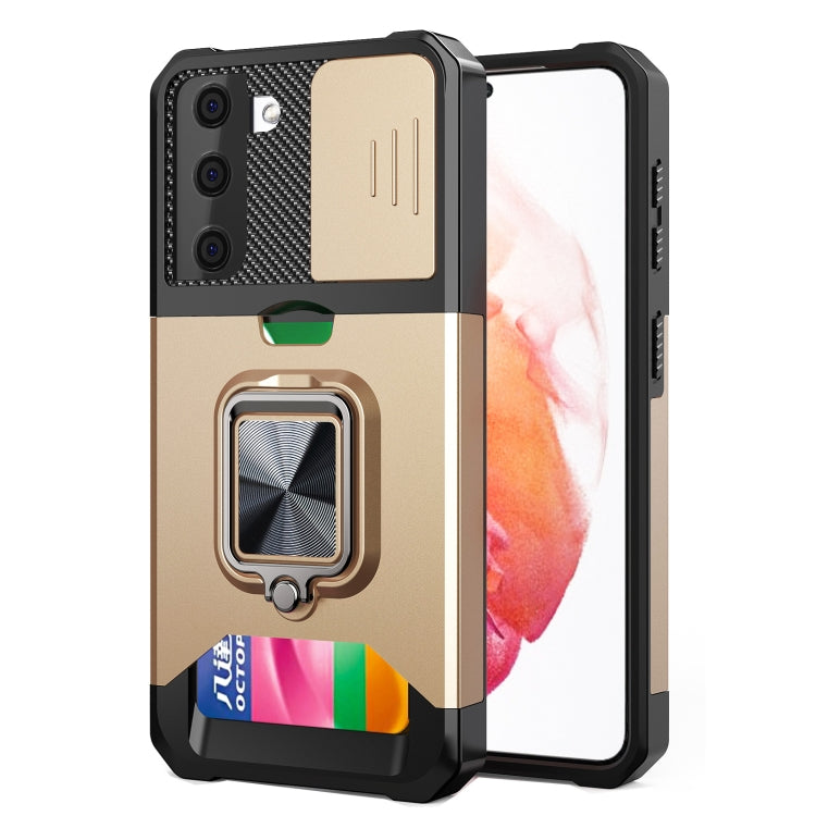 Sliding Camera Cover Design PC + TPU Shockproof Case with Ring Holder & Card Slot, For Google Pixel 6 Pro, For Samsung Galaxy A52, For Samsung Galaxy A72, For Samsung Galaxy S21