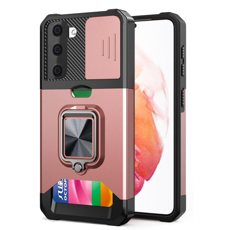 Sliding Camera Cover Design PC + TPU Shockproof Case with Ring Holder & Card Slot, For Google Pixel 6 Pro, For Samsung Galaxy A52, For Samsung Galaxy A72, For Samsung Galaxy S21