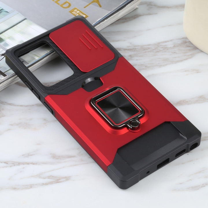 Sliding Camera Cover Design PC + TPU Shockproof Case with Ring Holder & Card Slot, For Samsung Galaxy Note20 Ultra, For Samsung Galaxy S21 5G, For Samsung Galaxy S21+ 5G, For Samsung Galaxy Note20