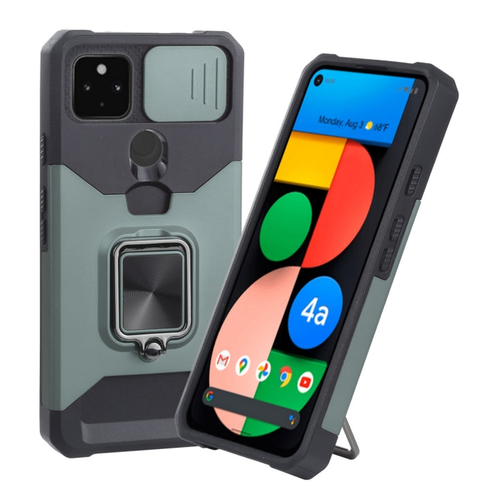 Sliding Camera Cover Design PC + TPU Shockproof Case with Ring Holder & Card Slot, For Google Pixel 5a 5G, For Samsung Galaxy A03s 166.6mm, For Samsung Galaxy A42 5G, For Samsung Galaxy A72 5G