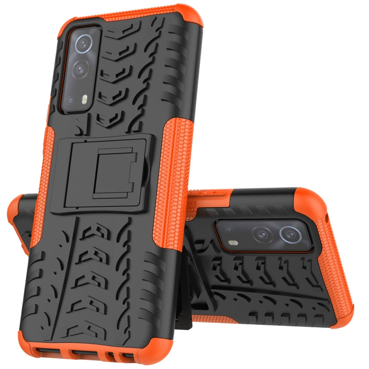 Tire Texture Shockproof TPU+PC Protective Case with Holder, For Vivo iQOO Z3