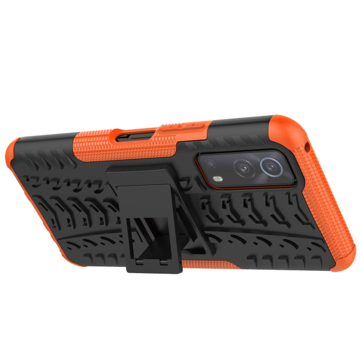 Tire Texture Shockproof TPU+PC Protective Case with Holder, For Vivo iQOO Z3