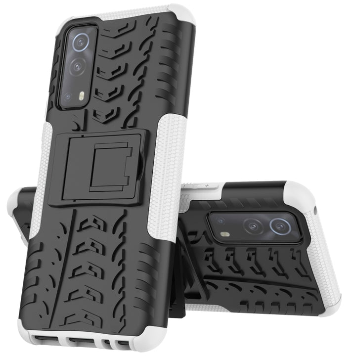 Tire Texture Shockproof TPU+PC Protective Case with Holder, For Vivo iQOO Z3