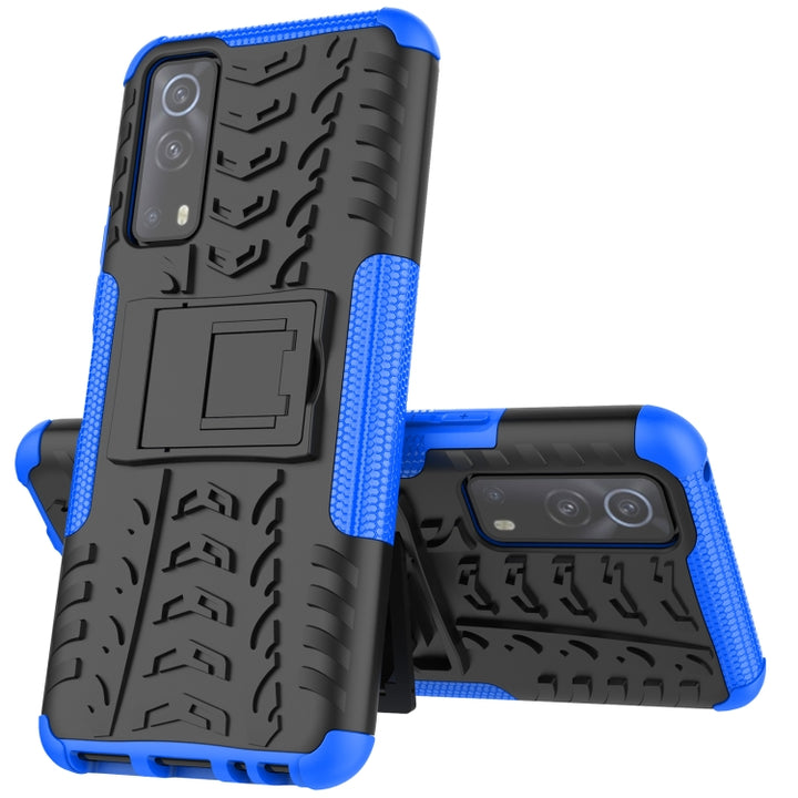 Tire Texture Shockproof TPU+PC Protective Case with Holder, For Vivo iQOO Z3