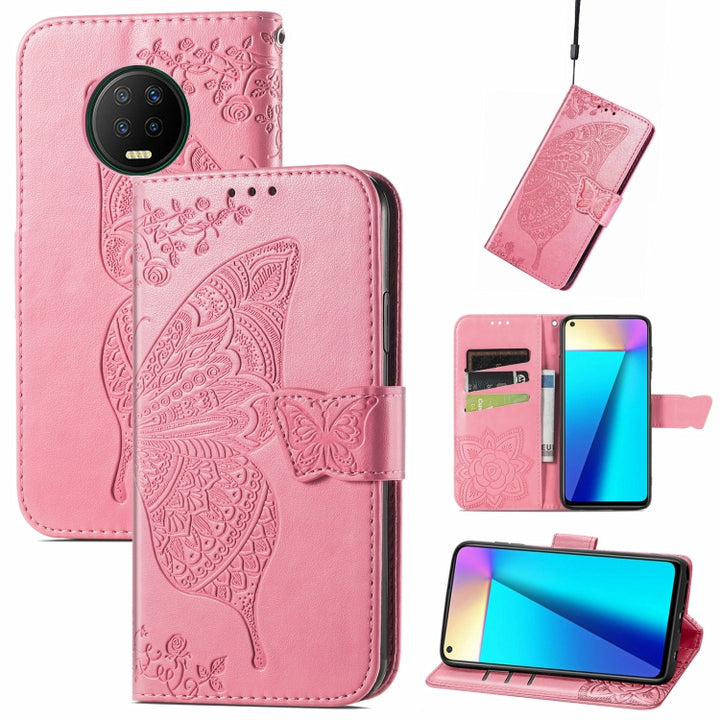 Butterfly Love Flowers Embossed Horizontal Flip Leather Case with Holder & Card Slots & Wallet & Lanyard, For Infinix Note 7, For Google Pixel 5A 5G, For Infinix Note 8, For Infinix Note 10